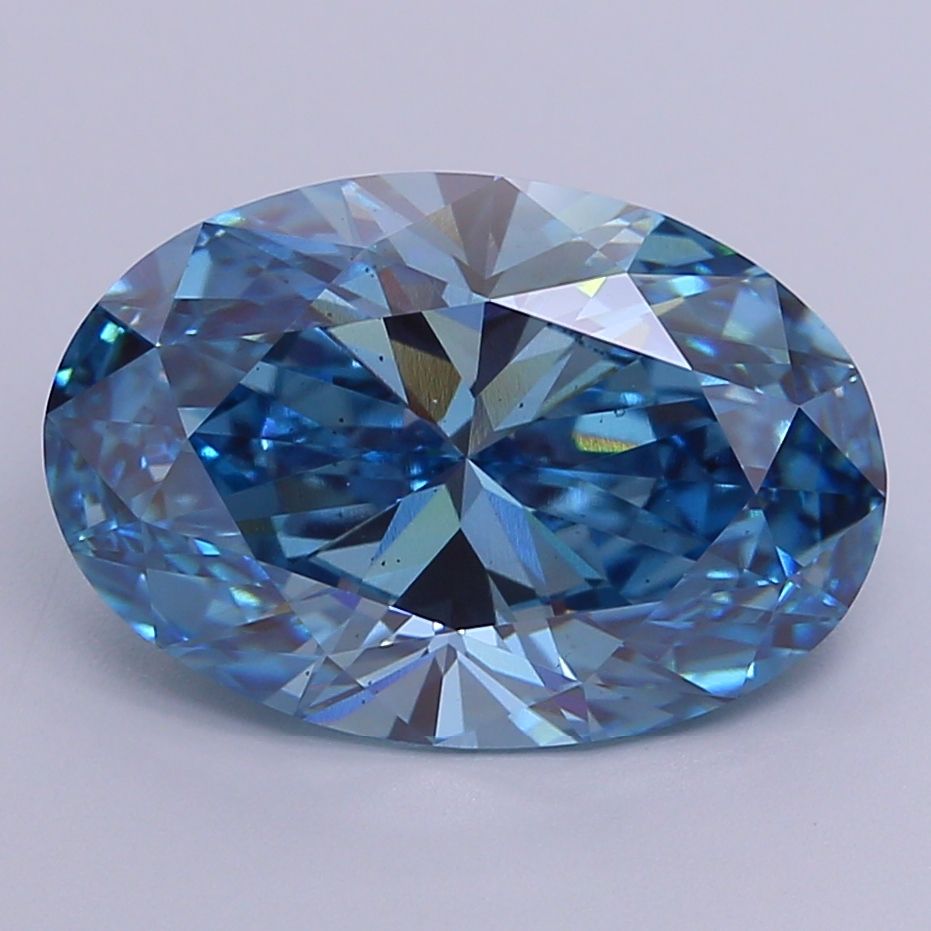 Lab-Grown Oval Diamond - 5.03 Carats, Fancy Vivid Blue Color, VS2 Clarity - Certified by IGI - Report Number: LG610347940