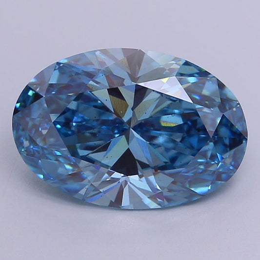 Lab-Grown Oval Diamond - 5.03 Carats, Fancy Vivid Blue Color, VS2 Clarity - Certified by IGI - Report Number: LG610347940