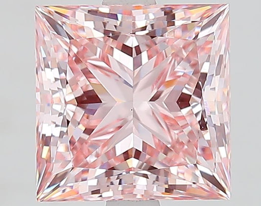 Lab-Grown Princess Diamond - 3.32 Carats, Fancy Intense Pink Color, VS1 Clarity - Certified by IGI - Report Number: LG633489365