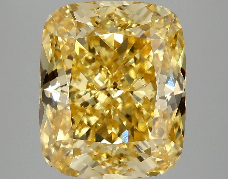 Lab-Grown Cushion Diamond - 5.04 Carats, Fancy Vivid Yellow Color, VS1 Clarity - Certified by IGI - Report Number: LG671469439