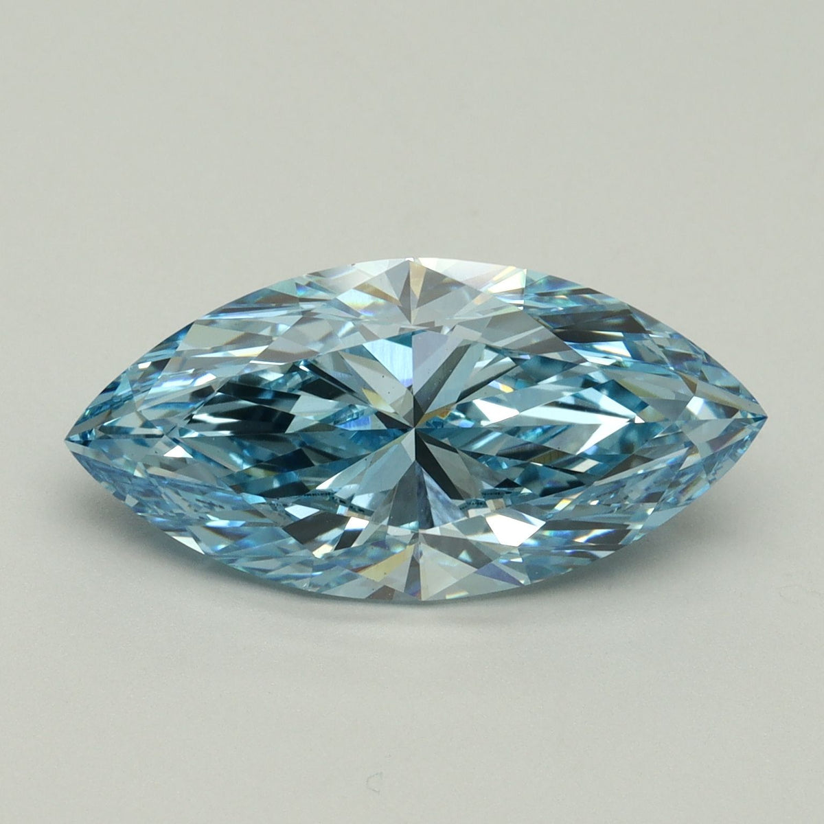 Lab-Grown Marquise Diamond - 5.03 Carats, Fancy Vivid Blue Color, VS1 Clarity - Certified by IGI - Report Number: LG614338786