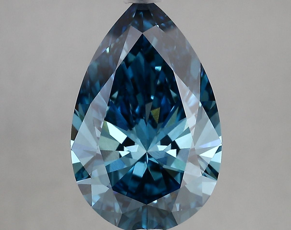 Lab-Grown Pear Diamond - 4.0 Carats, Fancy Vivid Blue Color, VVS2 Clarity - Certified by IGI - Report Number: LG669450364