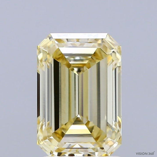 Lab-Grown Emerald Diamond - 2.04 Carats, Fancy Yellow Color, VVS2 Clarity - Certified by IGI - Report Number: LG689525823