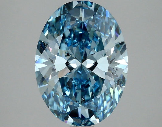 Lab-Grown Oval Diamond - 2.99 Carats, Fancy Vivid Blue Color, VS2 Clarity - Certified by IGI - Report Number: LG634426827