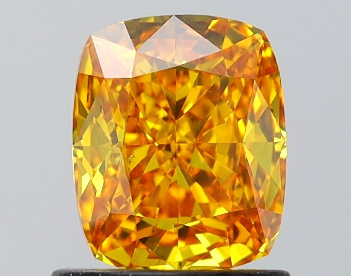 Lab-Grown Cushion Diamond - 1.06 Carats, Fancy Vivid Yellow Color, VS2 Clarity - Certified by IGI - Report Number: LG649497863