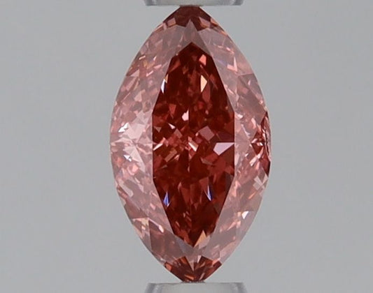 Lab-Grown Marquise Diamond - 0.3 Carats, Fancy Vivid Brownish Pink Color, SI1 Clarity - Certified by IGI - Report Number: LG635475239