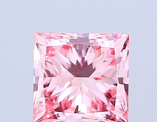 Lab-Grown Princess Diamond - 1.45 Carats, Fancy Vivid Pink Color, VS1 Clarity - Certified by IGI - Report Number: LG665421360