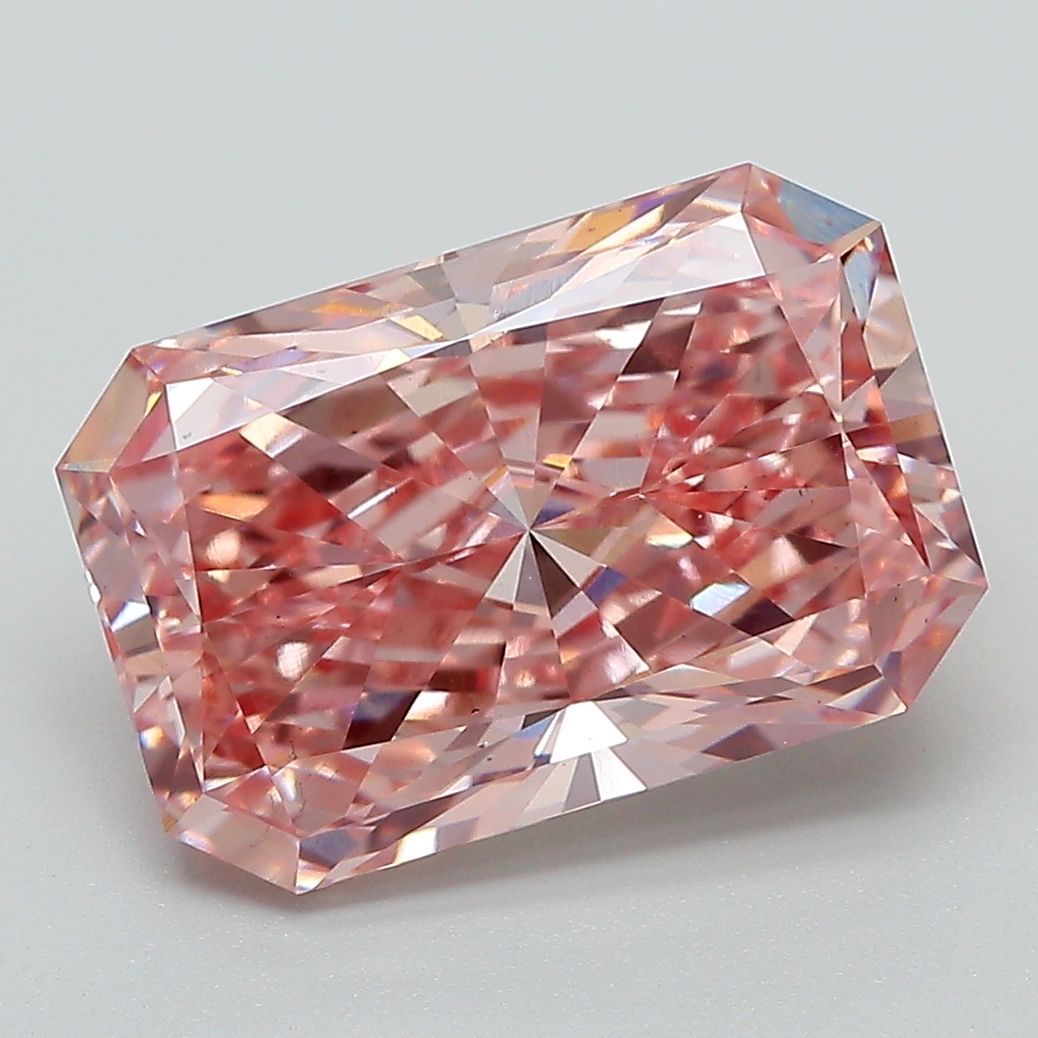 Lab-Grown Radiant Diamond - 4.71 Carats, Fancy Vivid Pink Color, VS2 Clarity - Certified by IGI - Report Number: LG662483445