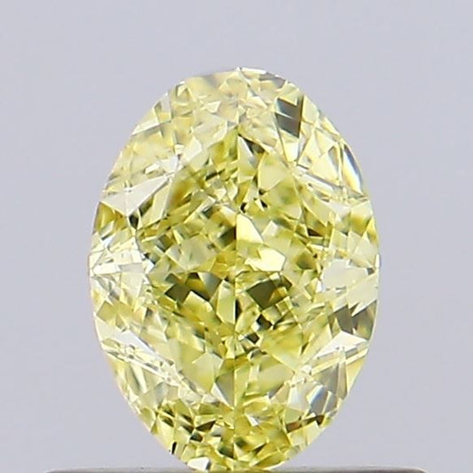 Lab-Grown Oval Diamond - 0.6 Carats, Fancy Intense Yellow Color, VS2 Clarity - Certified by IGI - Report Number: LG638434100