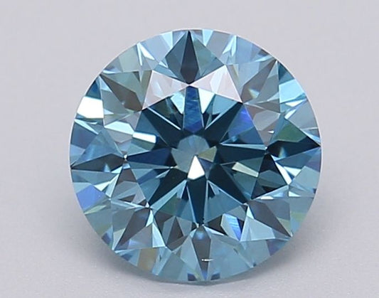 Lab-Grown Round Diamond - 1.02 Carats, Fancy Vivid Blue Color, VS2 Clarity - Certified by IGI - Report Number: LG613349445
