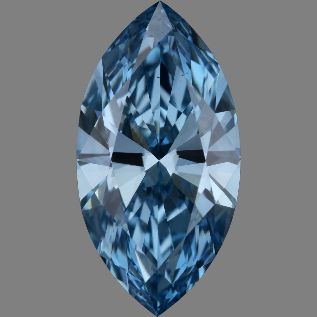 Lab-Grown Marquise Diamond - 1.4 Carats, Fancy Vivid Blue Color, VS1 Clarity - Certified by IGI - Report Number: LG645478166