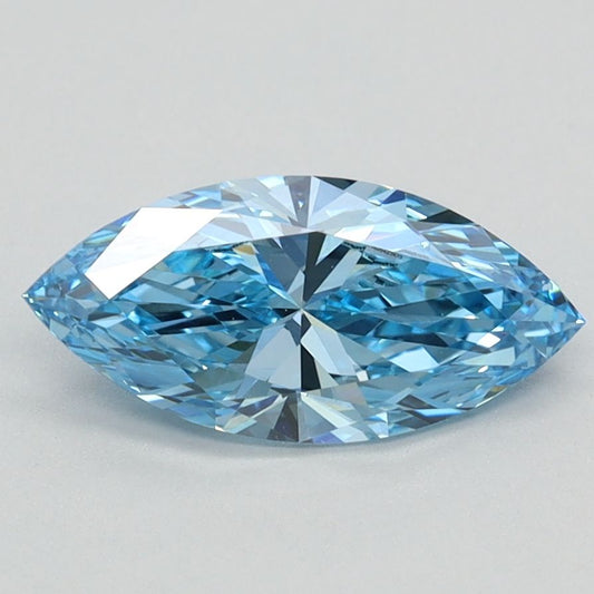 Lab-Grown Marquise Diamond - 0.96 Carats, Fancy Vivid Blue Color, VVS2 Clarity - Certified by IGI - Report Number: LG626423473
