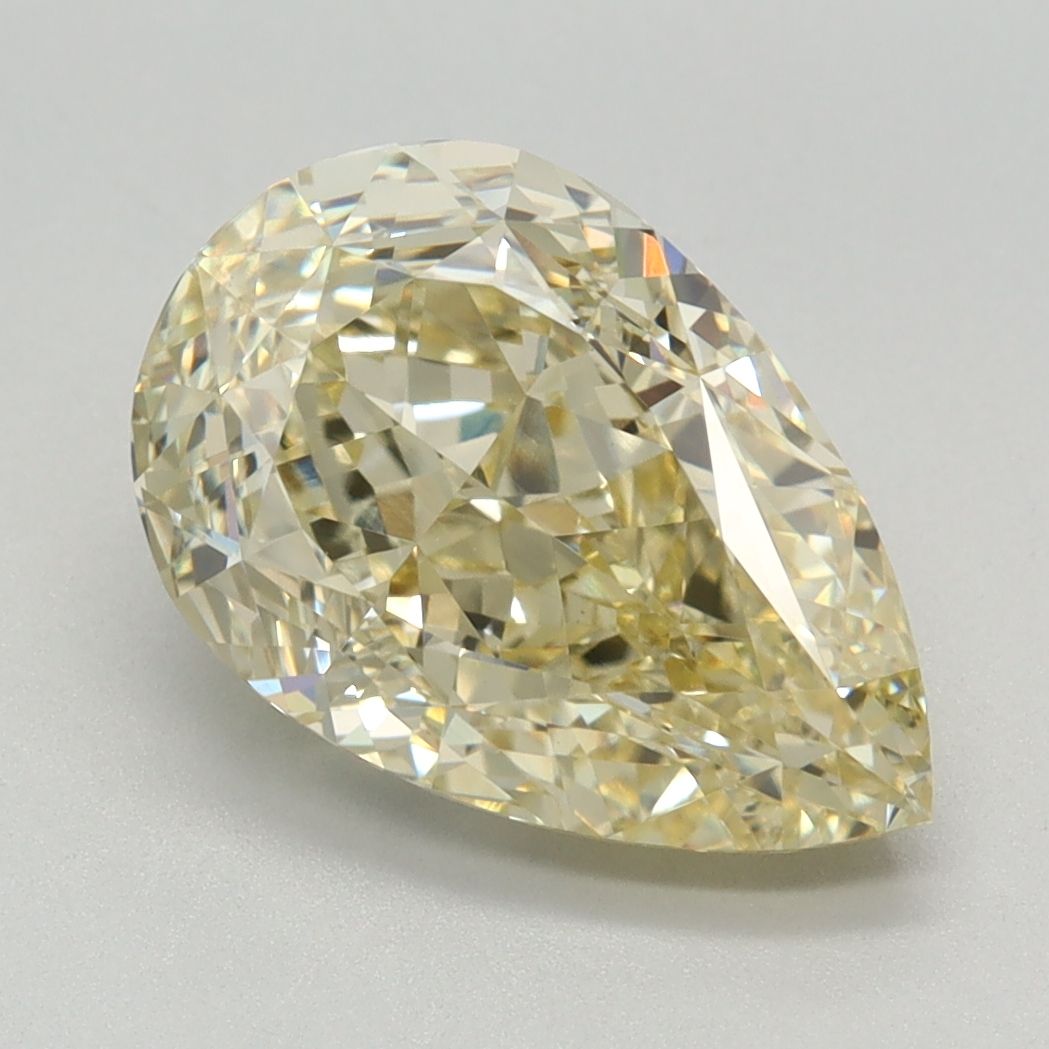Lab-Grown Pear Diamond - 3.47 Carats, Fancy Yellow Color, VVS2 Clarity - Certified by IGI - Report Number: LG635425879