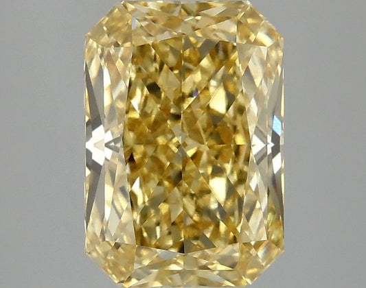Lab-Grown Radiant Diamond - 3.03 Carats, Fancy Vivid Yellow Color, VVS2 Clarity - Certified by IGI - Report Number: LG678596822