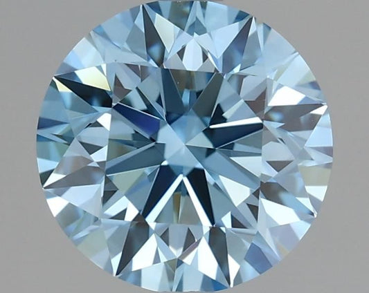 Lab-Grown Round Diamond - 2.5 Carats, Fancy Vivid Blue Color, VVS2 Clarity - Certified by IGI - Report Number: LG636412122