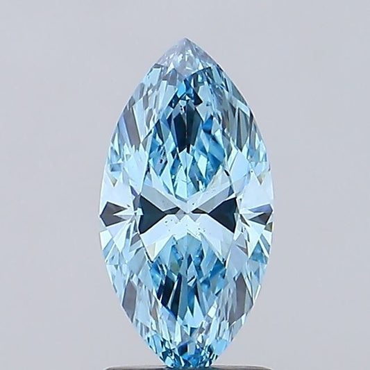 Lab-Grown Marquise Diamond - 1.54 Carats, Fancy Vivid Blue Color, VS2 Clarity - Certified by IGI - Report Number: LG687572845