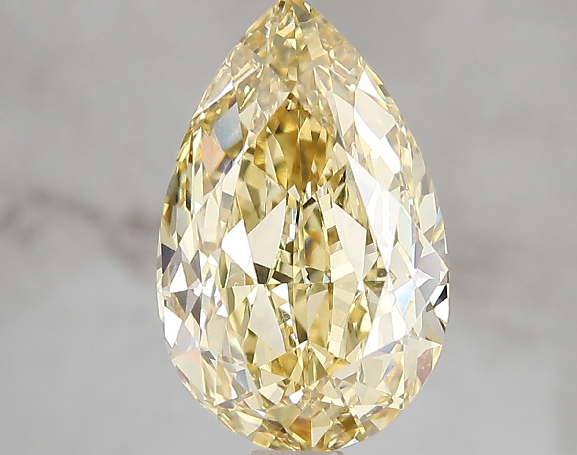 Lab-Grown Pear Diamond - 4.1 Carats, Fancy Vivid Yellow Color, VVS2 Clarity - Certified by IGI - Report Number: LG671493425