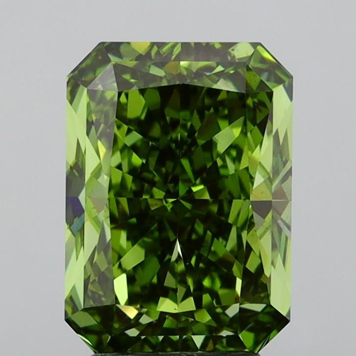 Lab-Grown Radiant Diamond - 3.97 Carats, Fancy Vivid Green Color, VS2 Clarity - Certified by IGI - Report Number: LG642476425