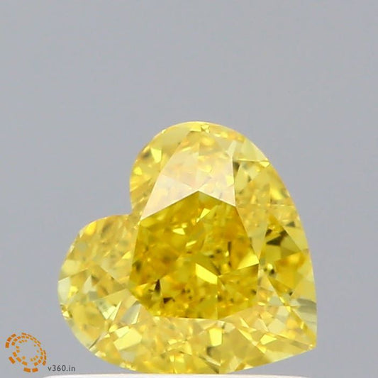 Lab-Grown Heart Diamond - 0.73 Carats, Fancy Vivid Yellow Color, VS1 Clarity - Certified by IGI - Report Number: LG615361687