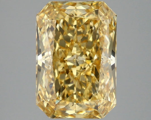 Lab-Grown Radiant Diamond - 4.02 Carats, Fancy Vivid Yellow Color, VVS2 Clarity - Certified by IGI - Report Number: LG663405899
