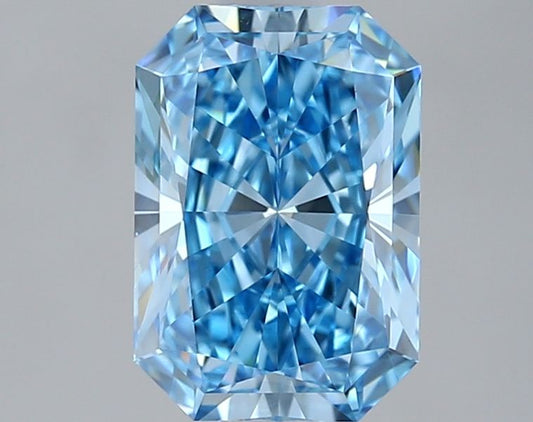 Lab-Grown Radiant Diamond - 1.5 Carats, Fancy Vivid Blue Color, VVS2 Clarity - Certified by IGI - Report Number: LG648478650