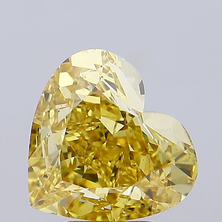 Lab-Grown Heart Diamond - 6.04 Carats, Fancy Vivid Yellow Color, VS2 Clarity - Certified by IGI - Report Number: LG642427394