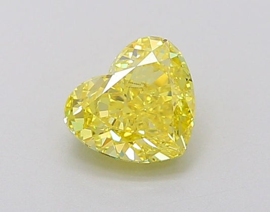 Lab-Grown Heart Diamond - 1.01 Carats, Fancy Vivid Yellow Color, VVS2 Clarity - Certified by IGI - Report Number: LG634494142