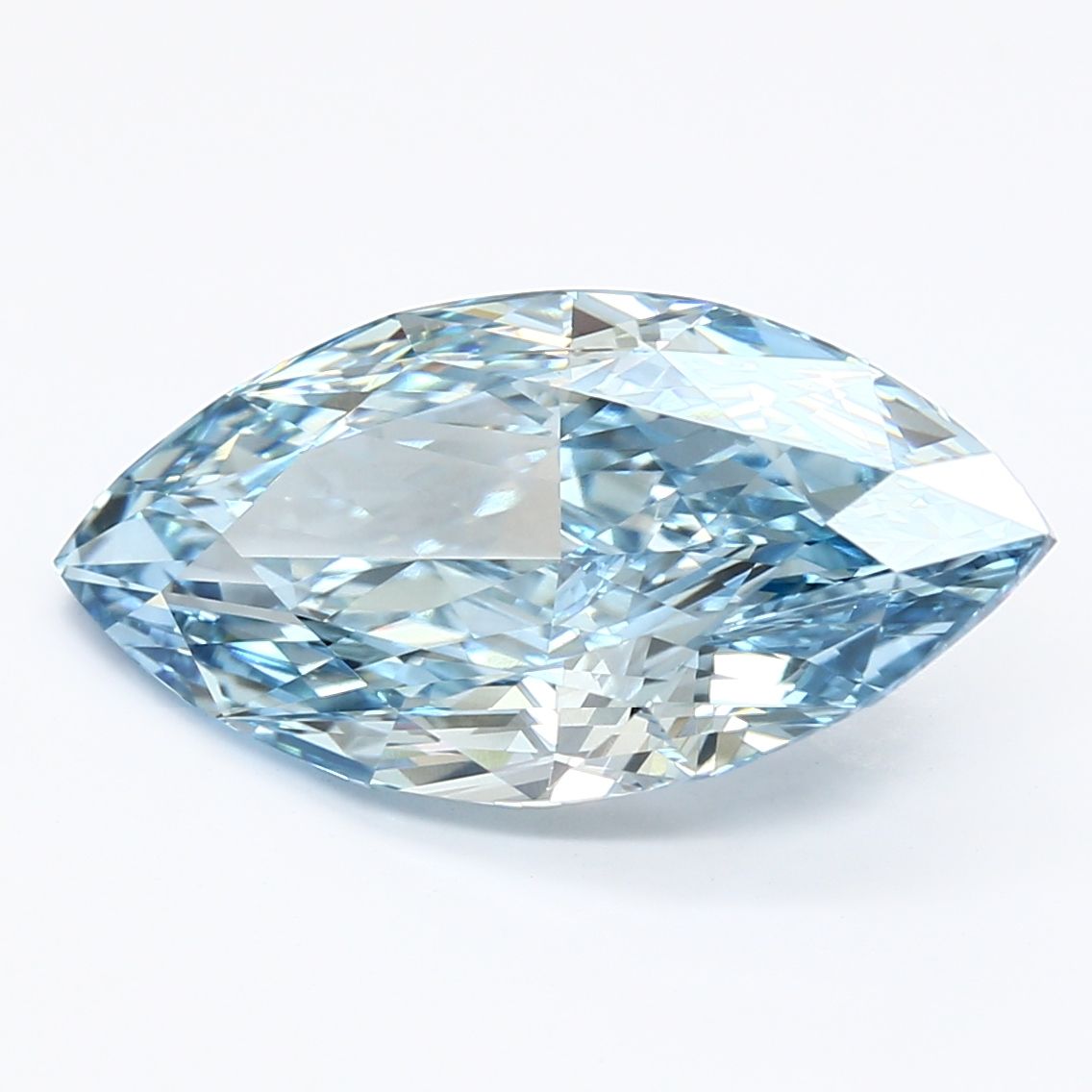Lab-Grown Marquise Diamond - 4.65 Carats, Fancy Vivid Blue Color, VVS2 Clarity - Certified by IGI - Report Number: LG633433924