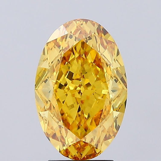 Lab-Grown Oval Diamond - 4.5 Carats, Fancy Vivid Yellow Color, VS1 Clarity - Certified by IGI - Report Number: LG671426413