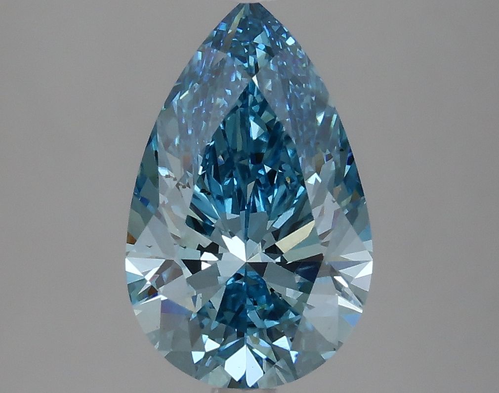 Lab-Grown Pear Diamond - 2.51 Carats, Fancy Vivid Blue Color, VS2 Clarity - Certified by IGI - Report Number: LG625409956