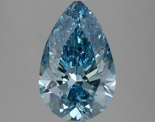 Lab-Grown Pear Diamond - 2.51 Carats, Fancy Vivid Blue Color, VS2 Clarity - Certified by IGI - Report Number: LG625409956