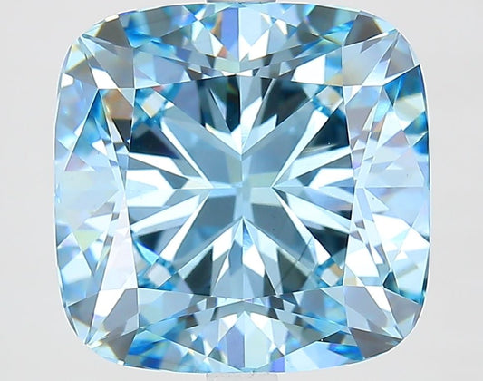 Lab-Grown Cushion Diamond - 7.06 Carats, Fancy Vivid Blue Color, VS1 Clarity - Certified by IGI - Report Number: LG623448364