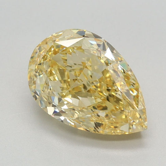 Lab-Grown Pear Diamond - 2.45 Carats, Fancy Intense Yellow Color, VVS2 Clarity - Certified by IGI - Report Number: LG634403917
