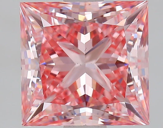 Lab-Grown Princess Diamond - 1.74 Carats, Fancy Intense Pink Color, VS1 Clarity - Certified by IGI - Report Number: LG640445747