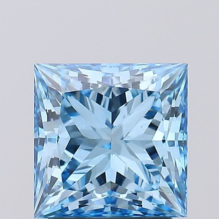Lab-Grown Princess Diamond - 2.01 Carats, Fancy Vivid Blue Color, VS1 Clarity - Certified by IGI - Report Number: LG605352947
