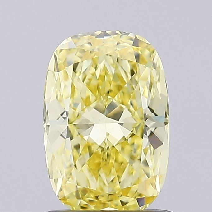 Lab-Grown Cushion Diamond - 1.01 Carats, Fancy Intense Yellow Color, VS1 Clarity - Certified by IGI - Report Number: LG669463361