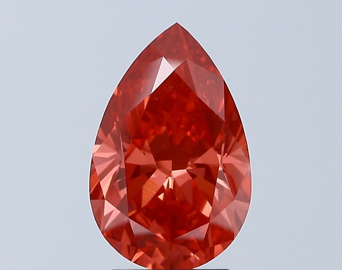 Lab-Grown Pear Diamond - 3.01 Carats, Fancy Deep Pink Color, VVS2 Clarity - Certified by IGI - Report Number: LG638434574