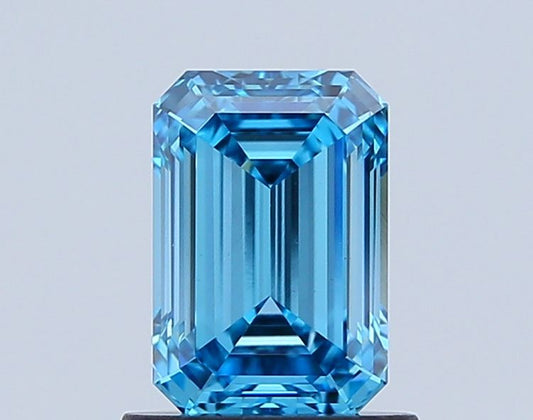Lab-Grown Emerald Diamond - 1.05 Carats, Fancy Vivid Blue Color, VVS2 Clarity - Certified by IGI - Report Number: LG674501672