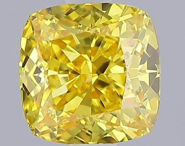 Lab-Grown Cushion Diamond - 1.2 Carats, Fancy Vivid Yellow Color, VVS2 Clarity - Certified by IGI - Report Number: LG644487046