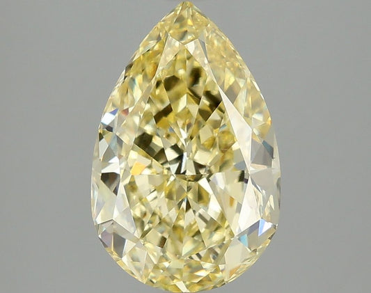 Lab-Grown Pear Diamond - 3.08 Carats, Fancy Intense Yellow Color, VVS2 Clarity - Certified by IGI - Report Number: LG668417533