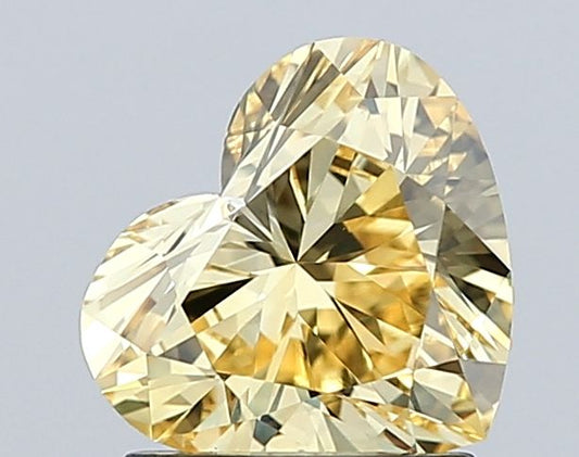 Lab-Grown Heart Diamond - 1.34 Carats, Fancy Intense Yellow Color, VS2 Clarity - Certified by IGI - Report Number: LG627449481