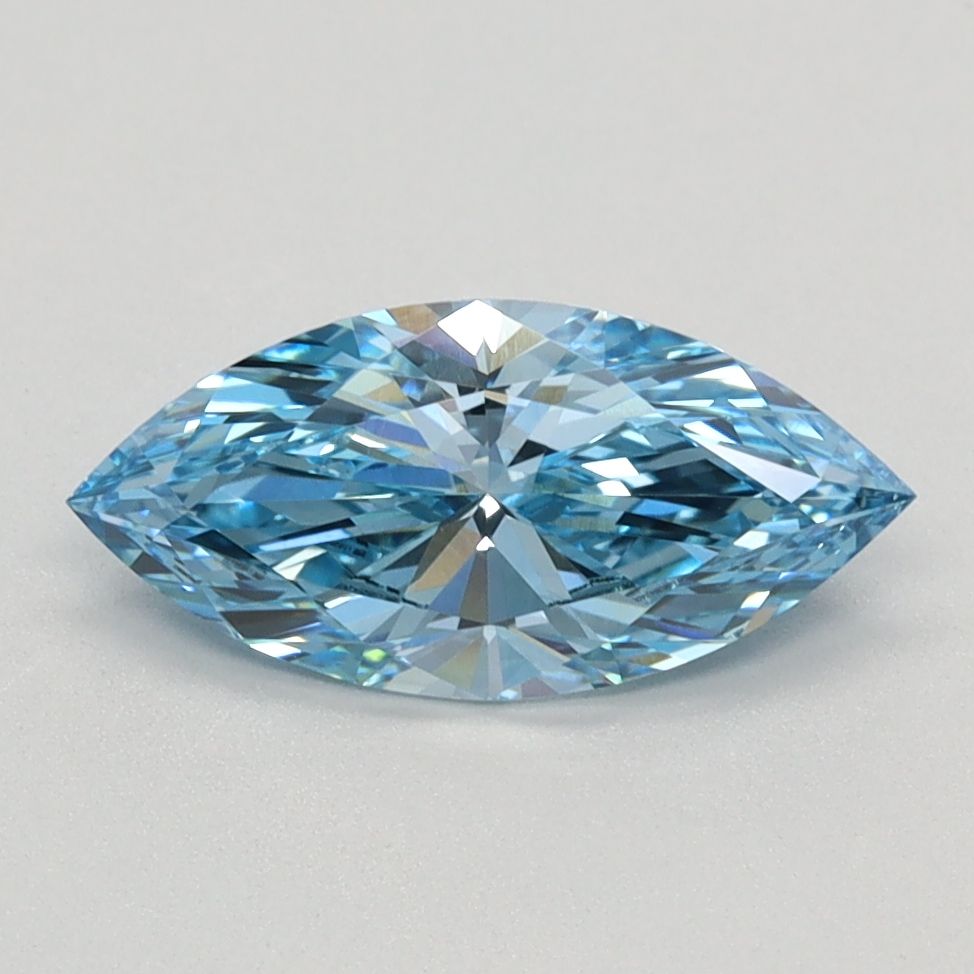 Lab-Grown Marquise Diamond - 0.99 Carats, Fancy Vivid Blue Color, VS1 Clarity - Certified by IGI - Report Number: LG626424063