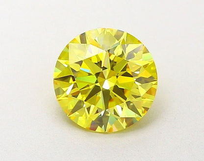 Lab-Grown Round Diamond - 1.54 Carats, Fancy Vivid Yellow Color, VVS2 Clarity - Certified by IGI - Report Number: LG651495265