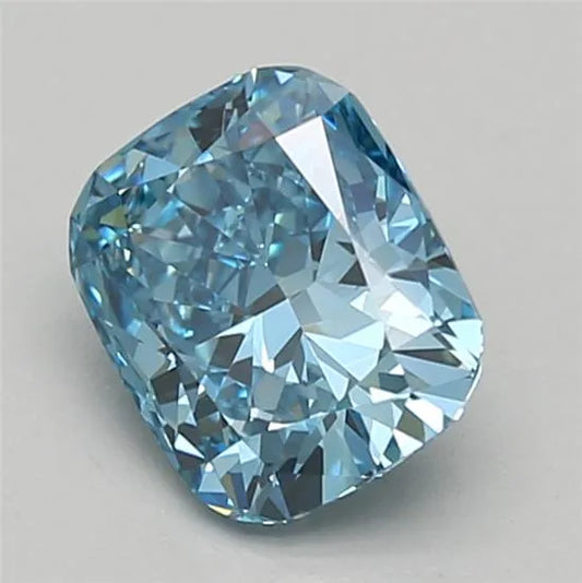 1,02 ct Kissenförmiger, modifizierter, im Labor gezüchteter Diamant (Farbe: Fancy Vivid Blue, Reinheit: VVS2, Schliff: VG, IGI-zertifiziert)