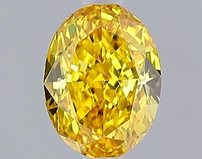 Lab-Grown Oval Diamond - 1.01 Carats, Fancy Vivid Yellow Color, VS1 Clarity - Certified by IGI - Report Number: LG643411300