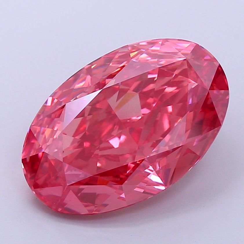 Lab-Grown Oval Diamond - 6.28 Carats, Fancy Vivid Pink Color, VVS2 Clarity - Certified by IGI - Report Number: LG673418242