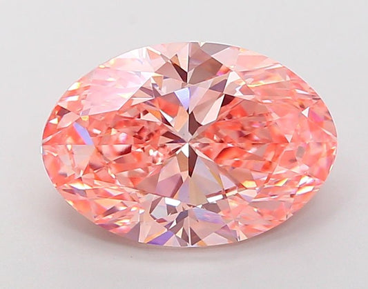 Lab-Grown Oval Diamond - 6.01 Carats, Fancy Vivid Pink Color, VS1 Clarity - Certified by IGI - Report Number: LG681572976
