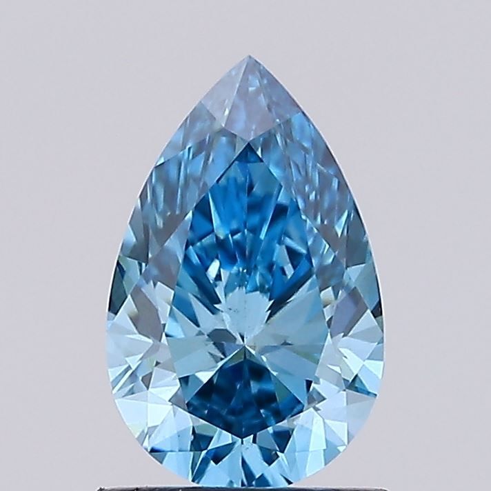 Lab-Grown Pear Diamond - 1.12 Carats, Fancy Vivid Blue Color, VS2 Clarity - Certified by IGI - Report Number: LG681583301