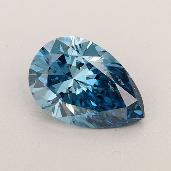 Lab-Grown Pear Diamond - 0.58 Carats, Fancy Vivid Blue Color, SI1 Clarity - Certified by IGI - Report Number: LG582357760