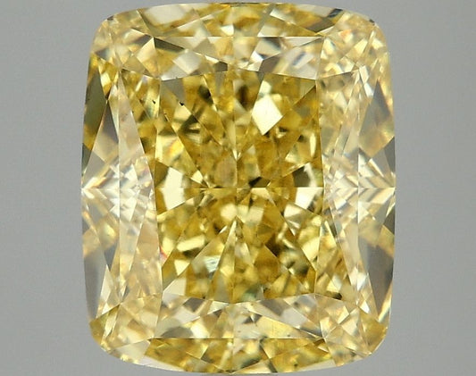 Lab-Grown Cushion Diamond - 5.03 Carats, Fancy Vivid Yellow Color, VS2 Clarity - Certified by IGI - Report Number: LG675578535